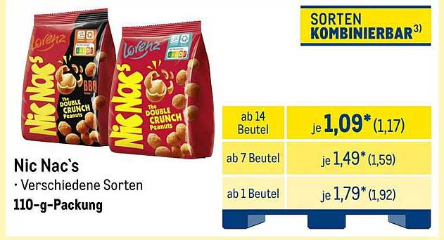 Nic Nac's - Verschiedene Sorten 110-g-Packung