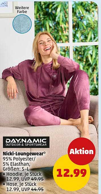 Nicki-Loungewear von DAYDYNAMIC - Hoodie und Hose je Stück für 12,99