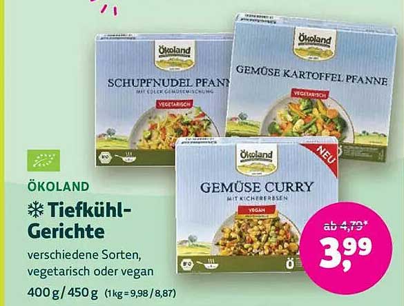 ÖKOLAND Tiefkühl-Gerichte in verschiedenen Sorten - ab 3,99 €
