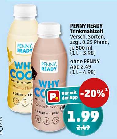 PENNY READY Trinkmahlzeit - Varianten Schoko und Vanille