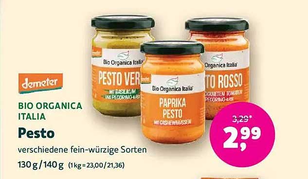Pesto von Bio Organica Italia - verschiedene fein-würzige Sorten
