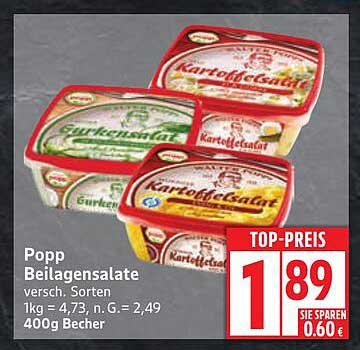 Popp Beilagensalate 400g Becher – Vielfalt für jeden Anlass