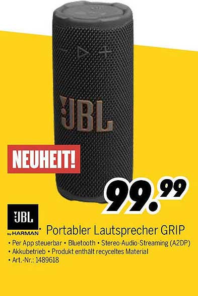 Portabler Lautsprecher GRIP von JBL