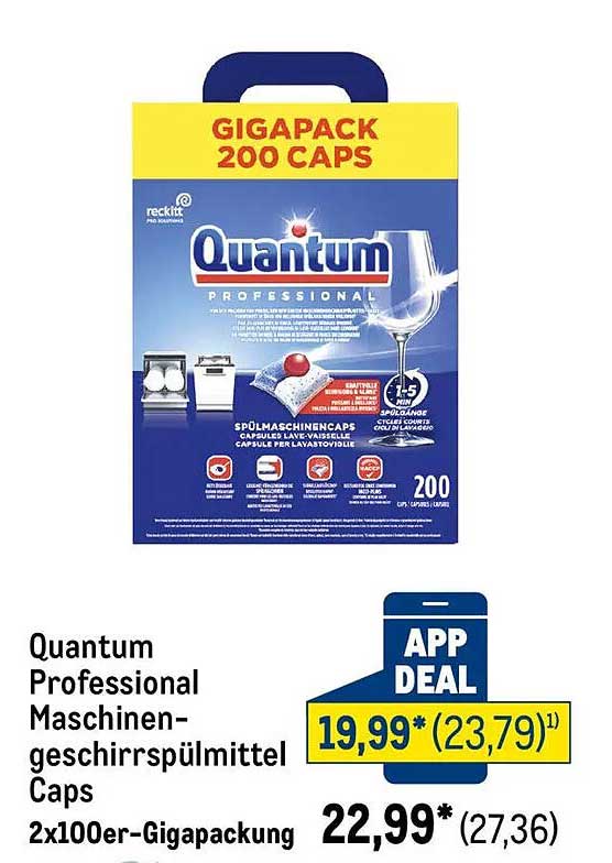 Quantum Professional Maschinen-Geschirrspülmittel Caps 2x100er-Gigapak
