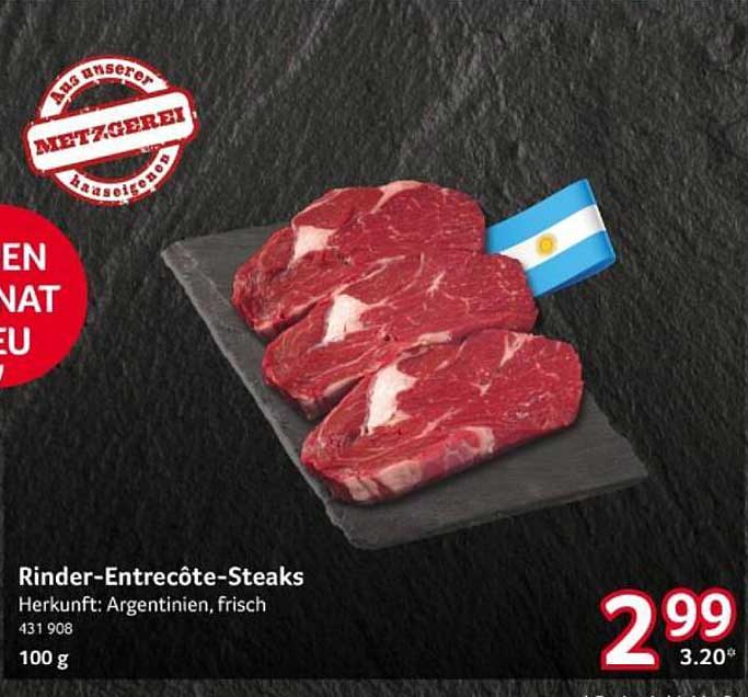 Rinder-Entrecôte-Steaks aus Argentinien, frisch