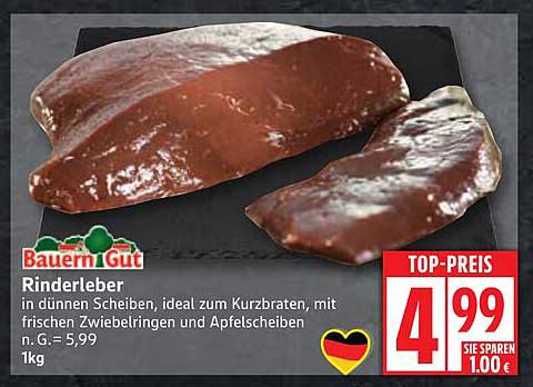 Rinderleber in dünnen Scheiben - ideal zum Kurzbraten