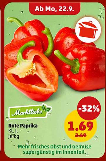 Rote Paprika KL. I, je kg