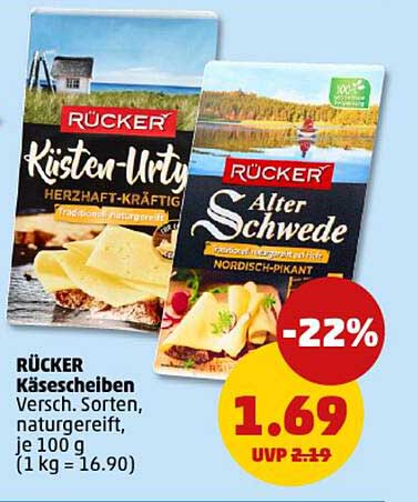 RÜCKER Käsescheiben – Verschiedene Sorten, 100 g