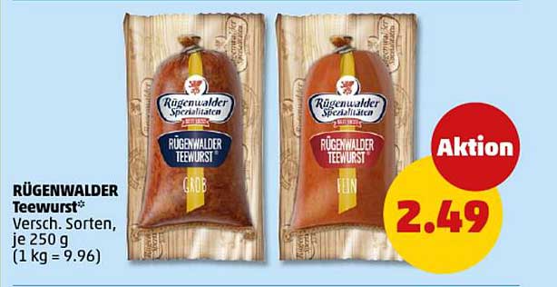 RÜGENWALDER Teewurst* Versch. Sorten, je 250 g