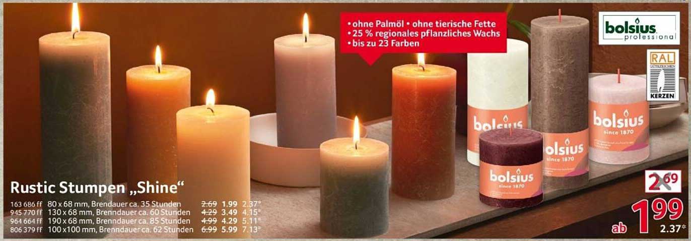 Rustic Stumpen 'Shine' von Bolsius