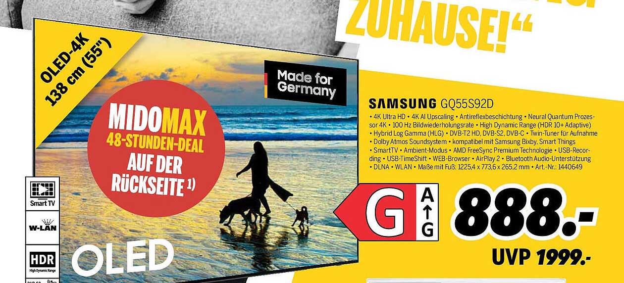 Samsung GQ55S92D OLED Smart TV 138 cm (55 Zoll) 4K