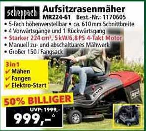 Scheppach Aufsitzrasenmäher MR224-61