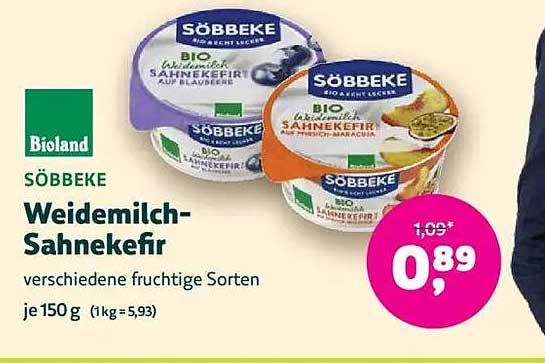 SÖBBEKE Weidemilch-Sahnekefir 150 g - verschiedene fruchtige Sorten
