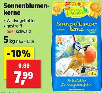 Sonnenblumenkerne - Wildvogelfutter, gestreift oder schwarz, 5 kg