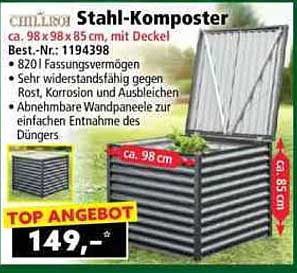 Stahl-Komposter ca. 98x98x85 cm, mit Deckel