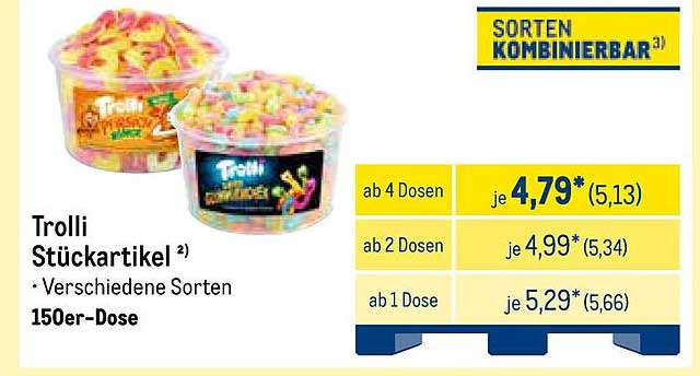 Trolli Stückartikel – Verschiedene Sorten, 150er-Dose