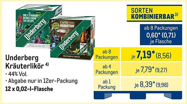 Underberg Kräuterlikör - 12 x 0,02-Liter-Flasche