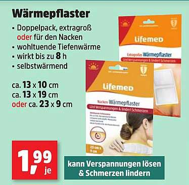 Wärmeplaster von Lifemed - Doppelpack, extragroß oder für den Nacken