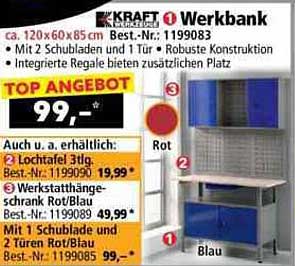 Werkbank KRAFT, 120 x 60 x 85 cm - Robust und praktisch