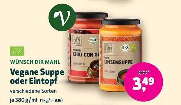 Wünsch dir Mahl Vegane Suppe oder Eintopf verschiedene Sorten