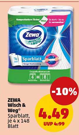 ZEWA Wisch & Weg* Sparblatt, je 4 x 148 Blatt