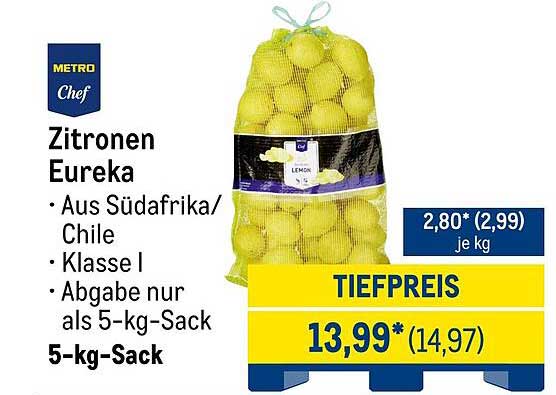 Zitronen Eureka 5-kg-Sack aus Südafrika/Chile