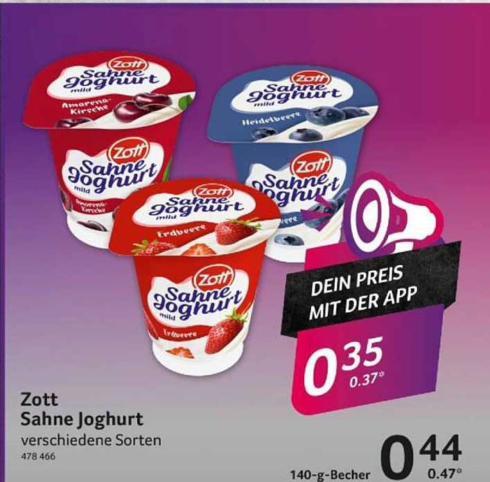 Zott Sahne Joghurt verschiedene Sorten