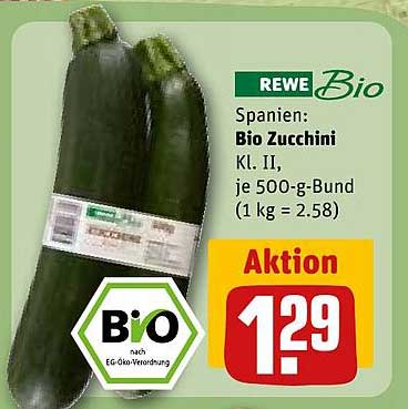 REWE Bio Zucchini Kl. II, je 500-g-Bund
