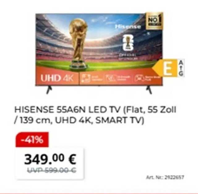 HISENSE 55A6N LED TV (Flat, 55 Zoll / 139 cm, UHD 4K, SMART TV)