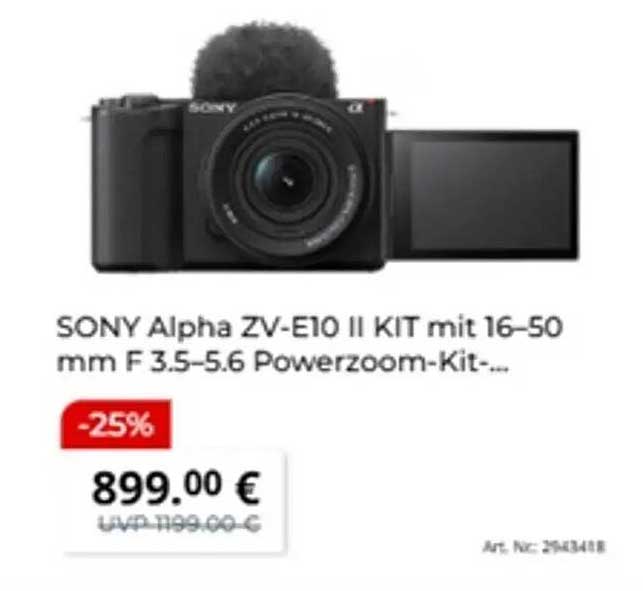 SONY Alpha ZV-E10 II KIT mit 16-50 mm F 3.5-5.6 Powerzoom-Kit-...