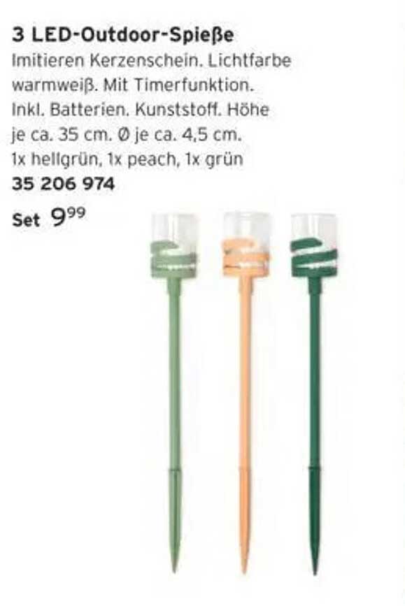 3 LED-Outdoor-Spieße im Set