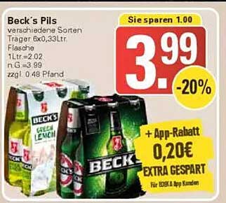 Beck's Pils in verschiedenen Sorten - Träger 6x0,33L