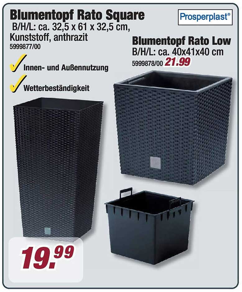 Blumentopf Rato Square - Anthrazit
