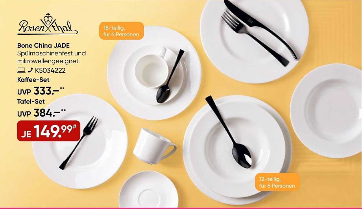 Bone China JADE Geschirrset – 18 Teile für 6 Personen
