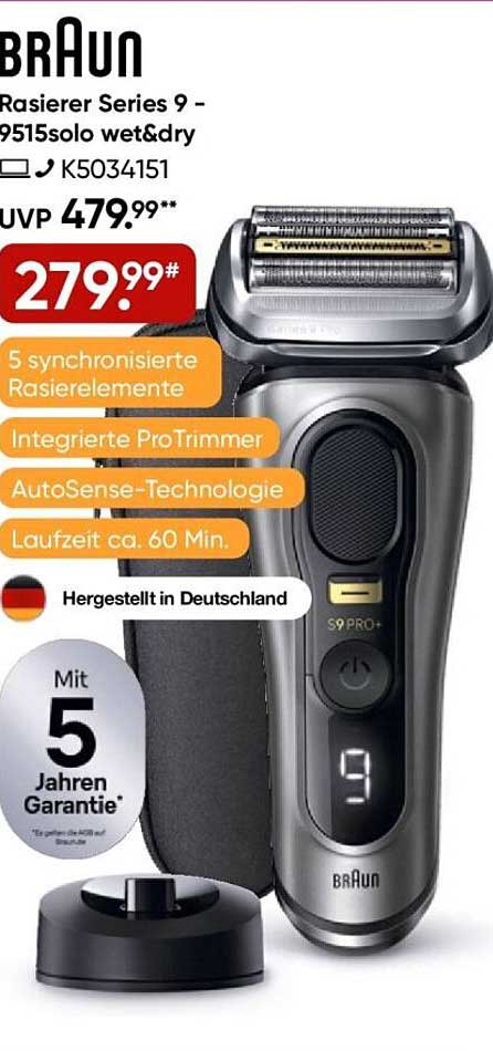 Braun Rasierer Series 9 - 9515s solo wet&dry