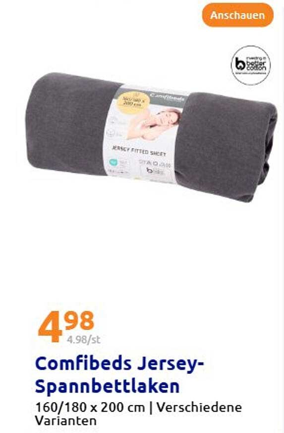 Comfibeds Jersey-Spannbettlaken 160/180 x 200 cm | Verschiedene Varianten