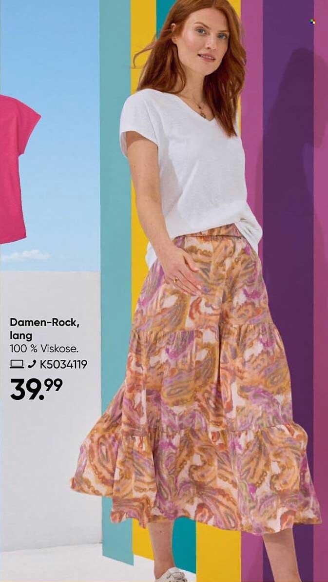 Damen-Rock, lang - 100 % Viskose