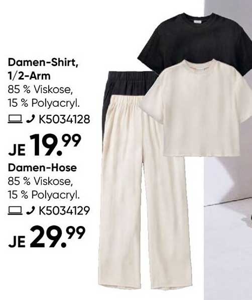 Damen-Shirt, 1/2-Arm und Damen-Hose