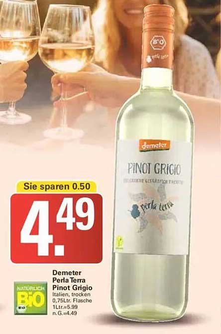 Demeter Perla Terra Pinot Grigio 0,75L Flasche
