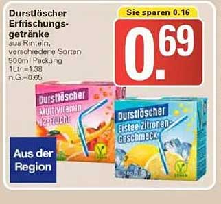 Durstlöscher Erfrischungsgetränke aus Rintl, verschiedene Sorten, 500ml