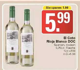 El Coto Rioja Blanco DOC 0,75 L Flasche
