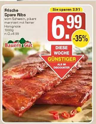 Frische Spare Ribs vom Schwein, pikant mariniert mit feiner Honignote