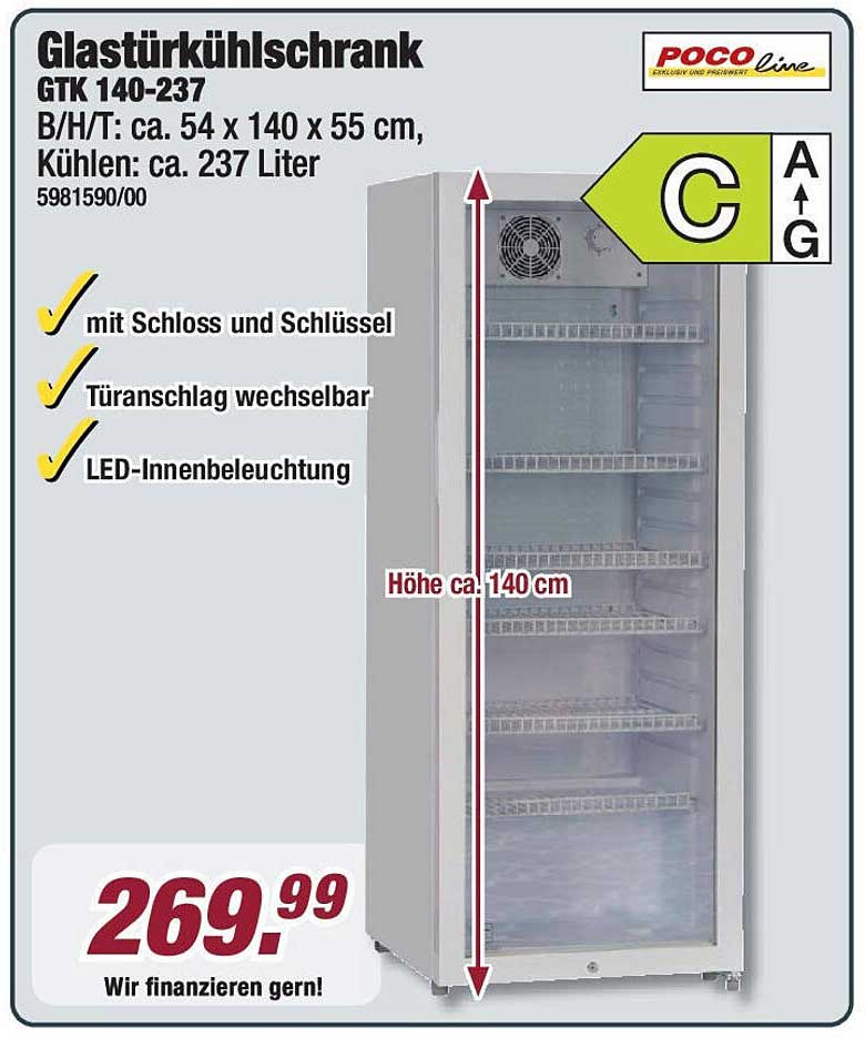 Glastürkühlschrank GTK 140-237