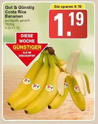 Gut & Günstig Costa Rica Bananen - 1000g
