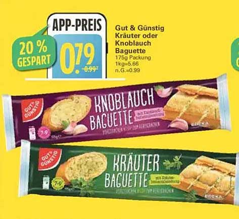 Gut & Günstig Kräuter oder Knoblauch Baguette 175g