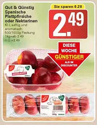 Gut & Günstig Spanische Plattpfirsiche oder Nektarinen