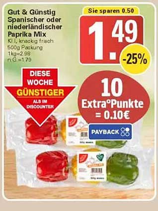 Gut & Günstig Spanischer oder niederländischer Paprika Mix 500g