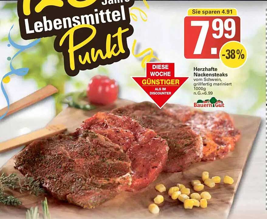 Herzhafte Nackensteaks vom Schwein, grilli fertig mariniert 1000g