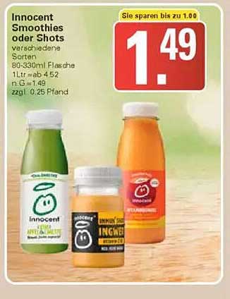 Innocent Smoothies oder Shots 80-330ml Flasche