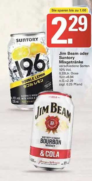 Jim Beam oder Suntory Mixgetränke - Verschiedene Sorten